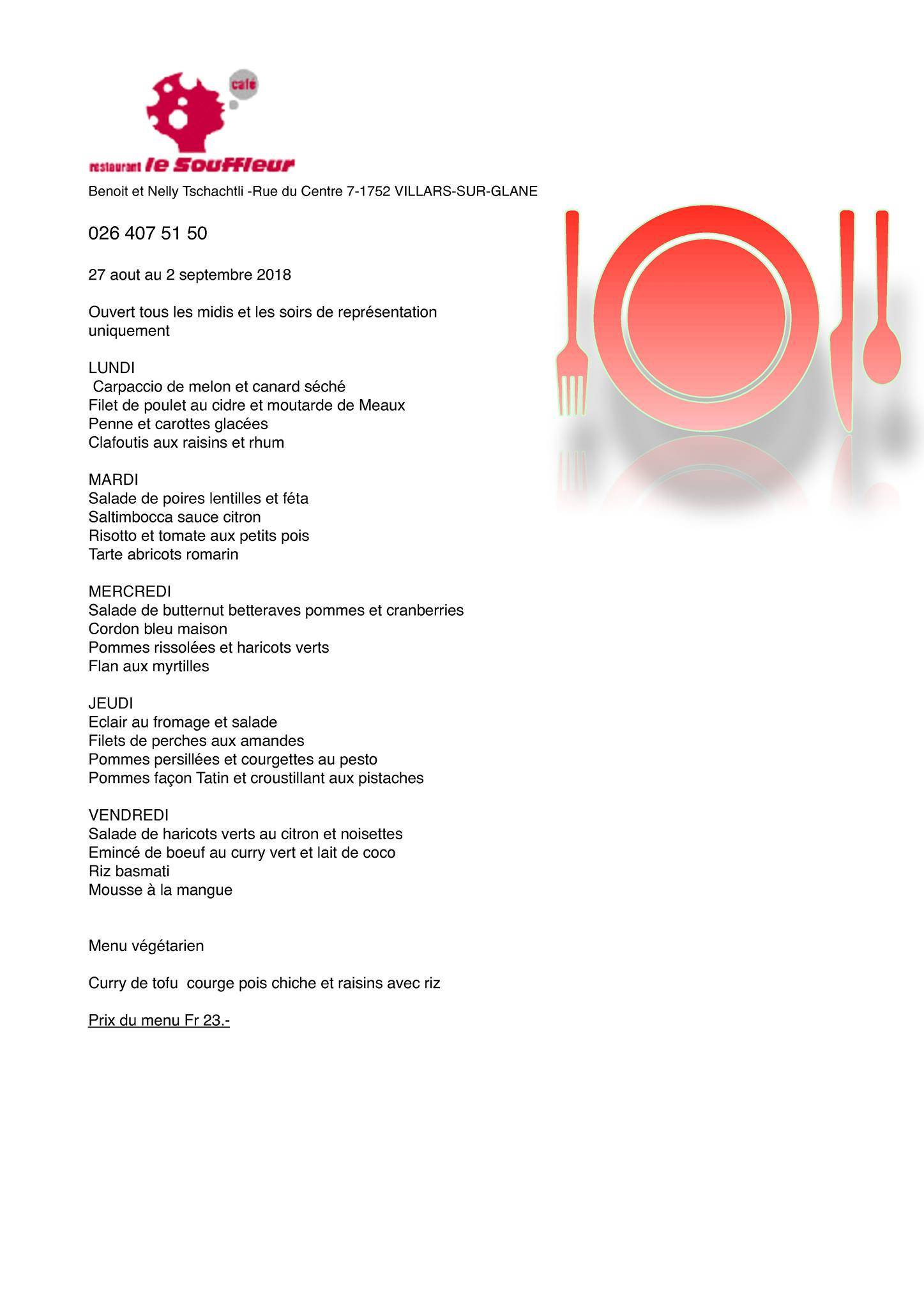 Menu di Le Souffleur 