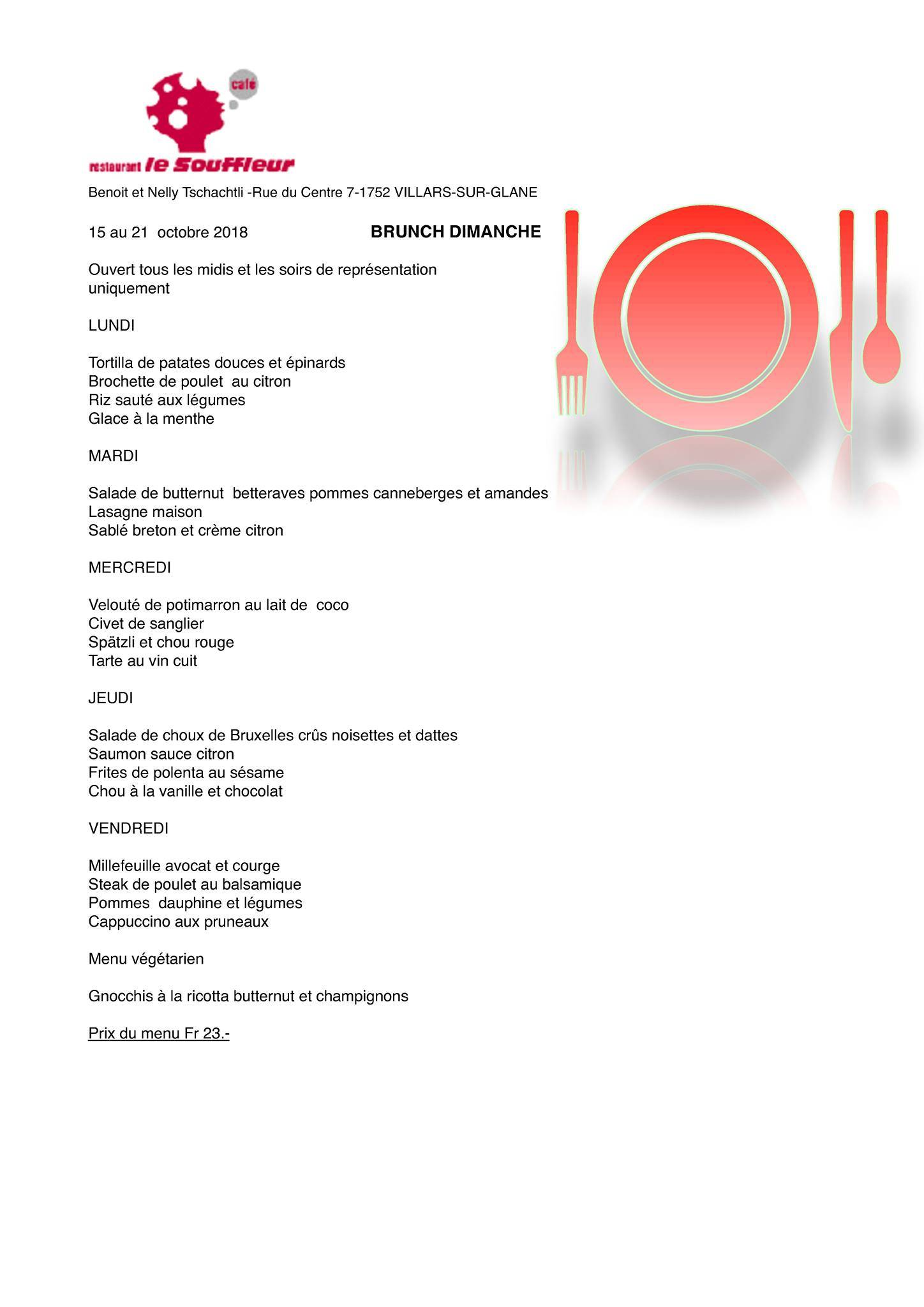 Menu di Le Souffleur 