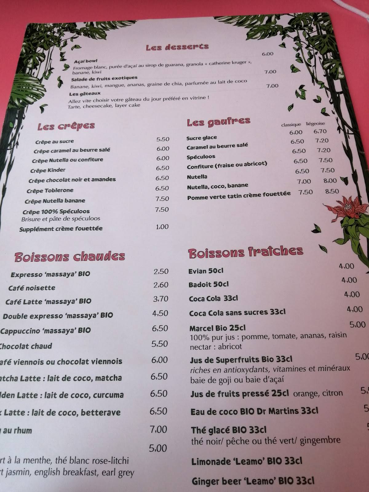 Menu au Le Tiki Rose restaurant, Paris