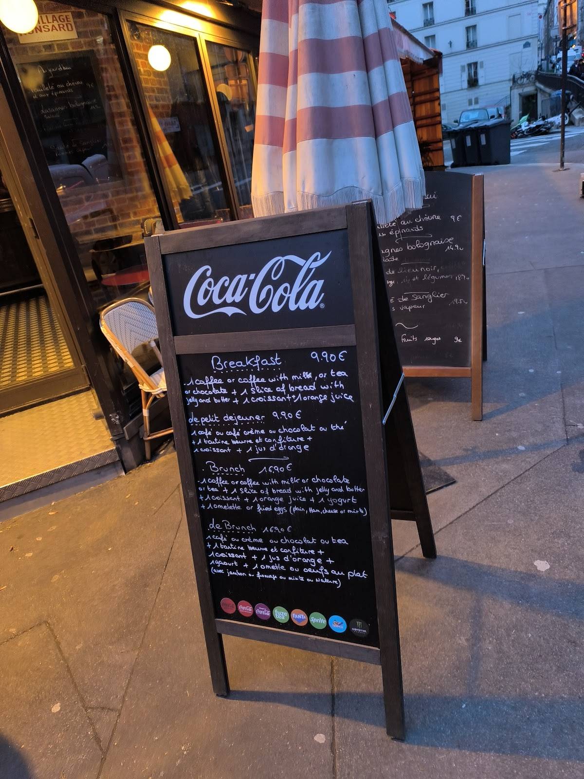 Menu de Le Village Ronsard