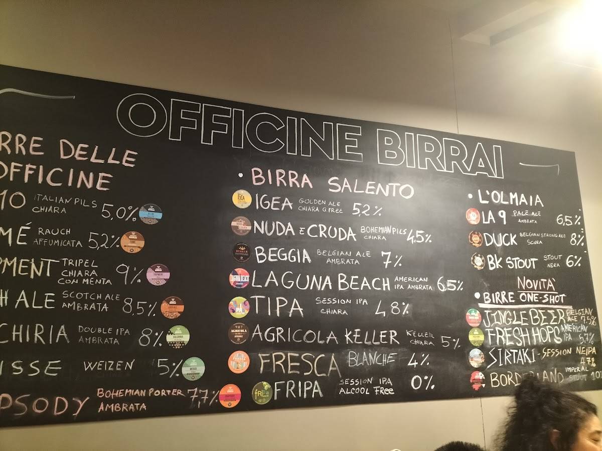 Menu di Officine Birrai 