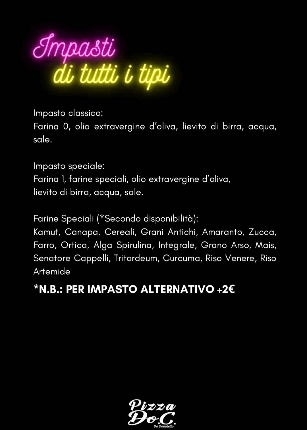 Menu di Pizza Do.C 