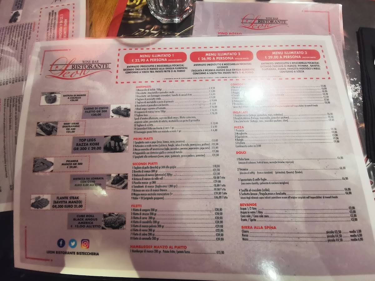 Menu di Leon ristorante 