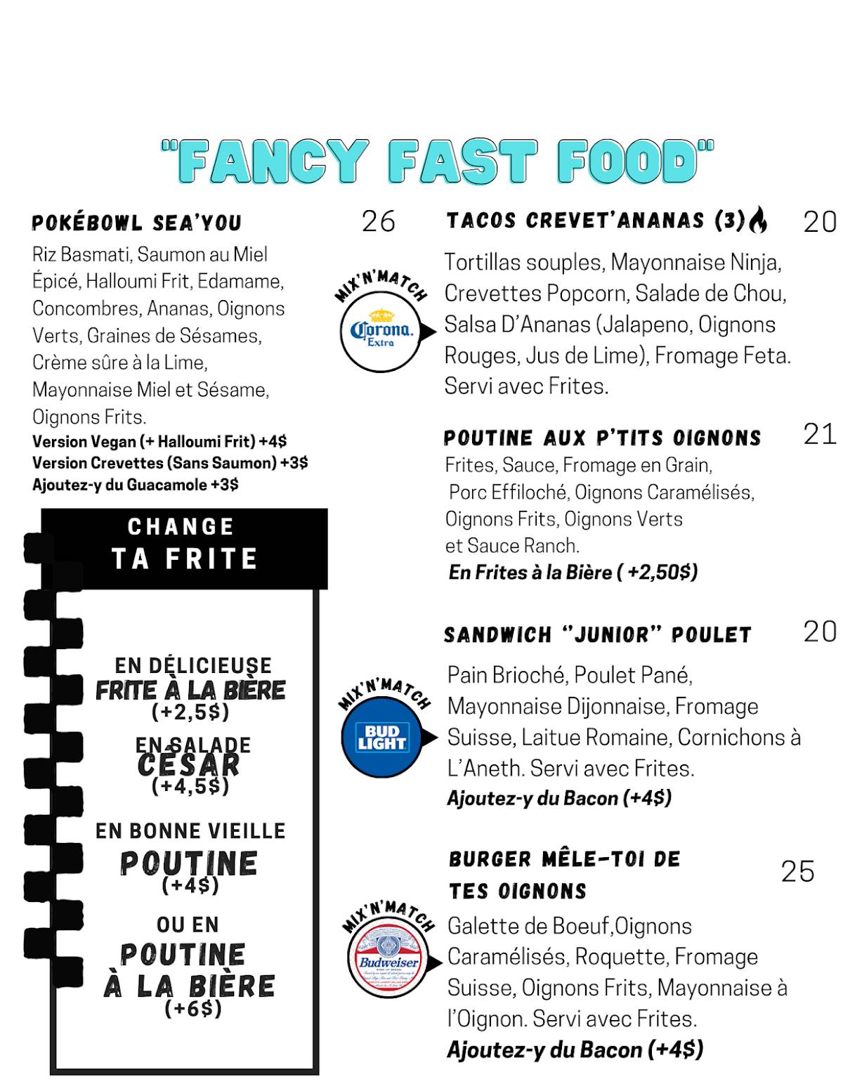 Menu de Les Insupportables