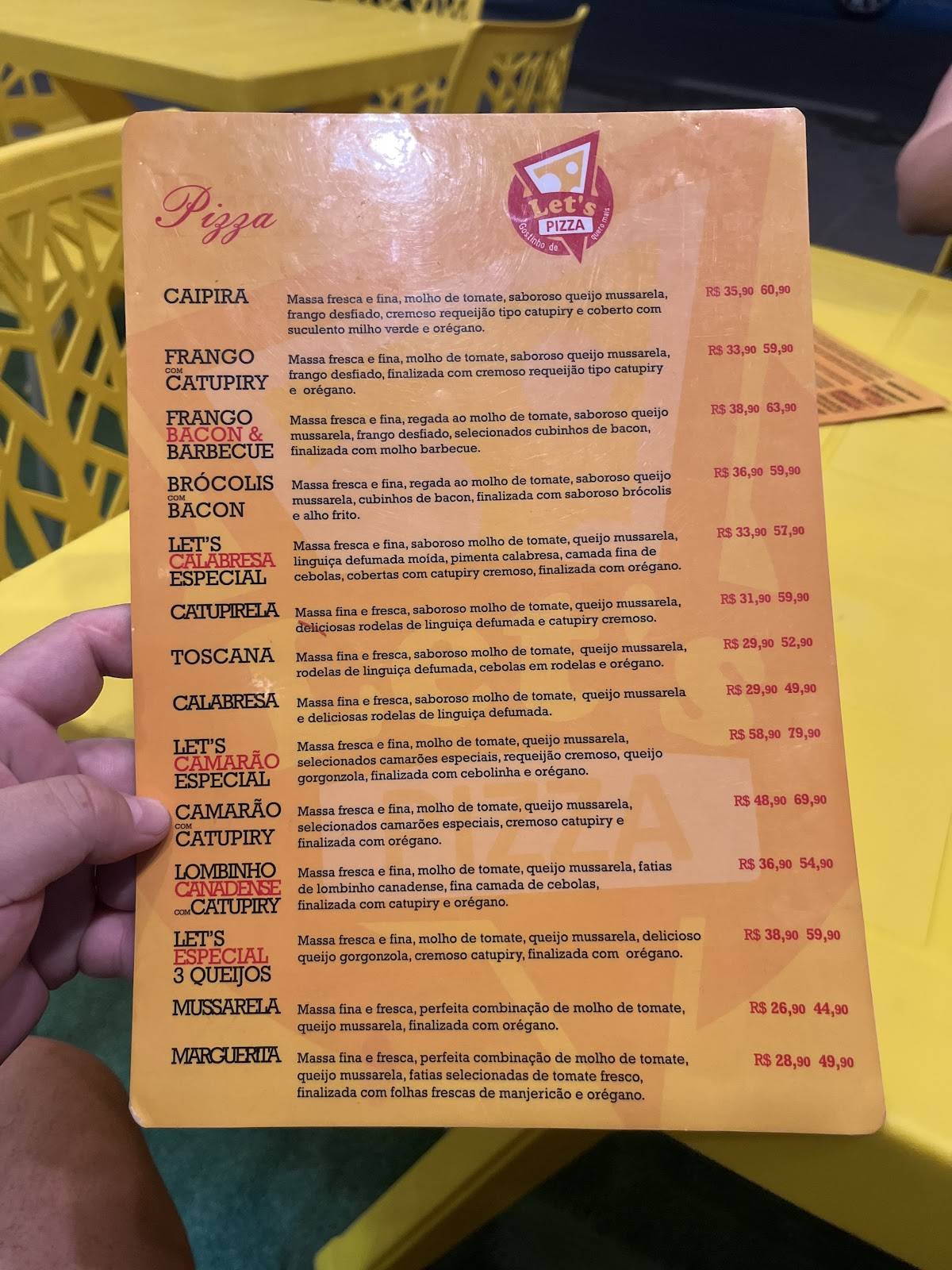Let’s Pizza cardápio