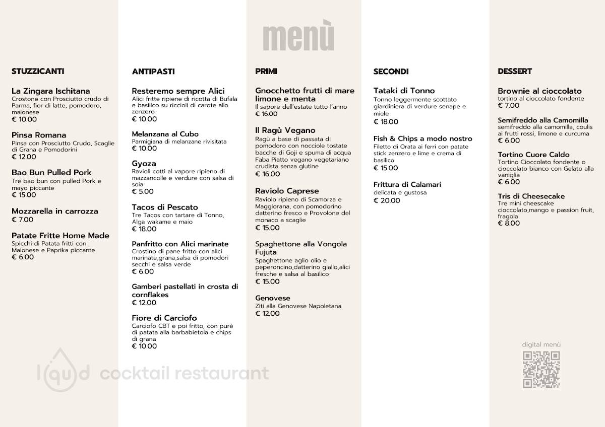 Menu di Liquid Cocktail Restaurant 
