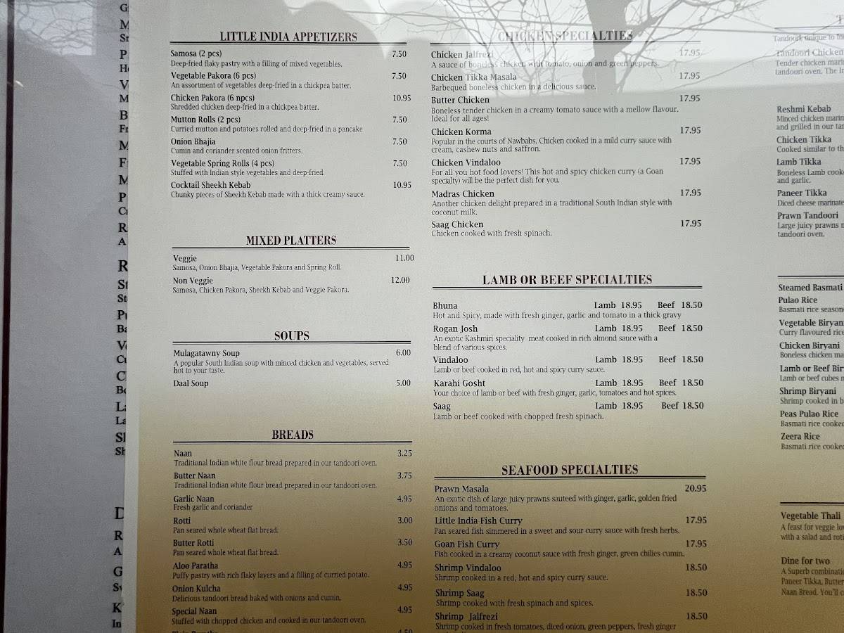 Menu de Little India Restaurant