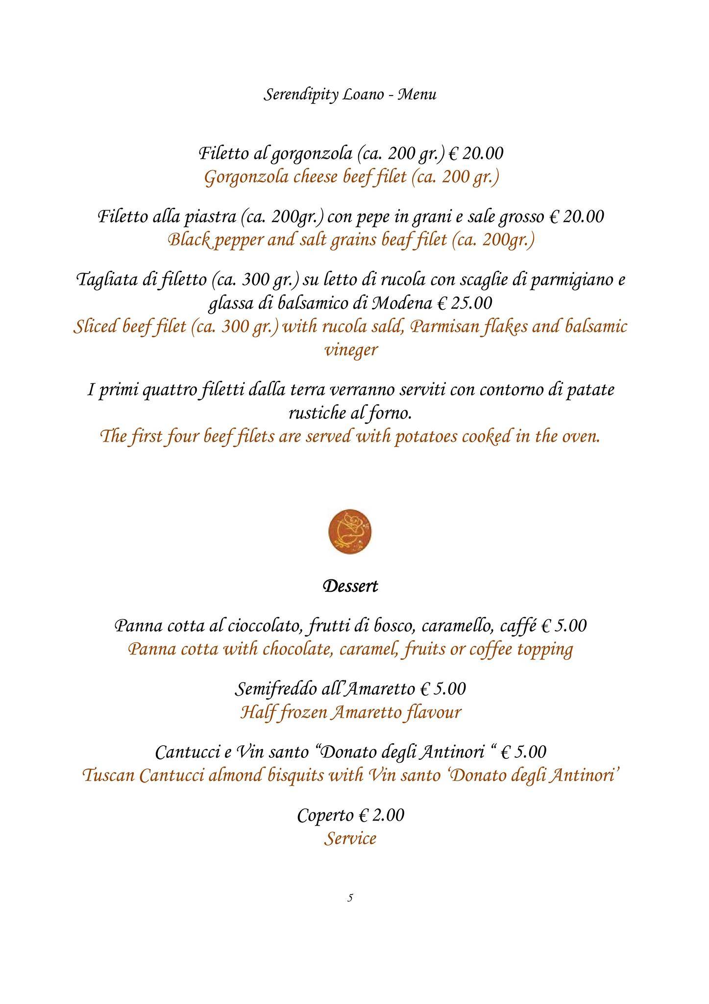 Menu di Serendipity 