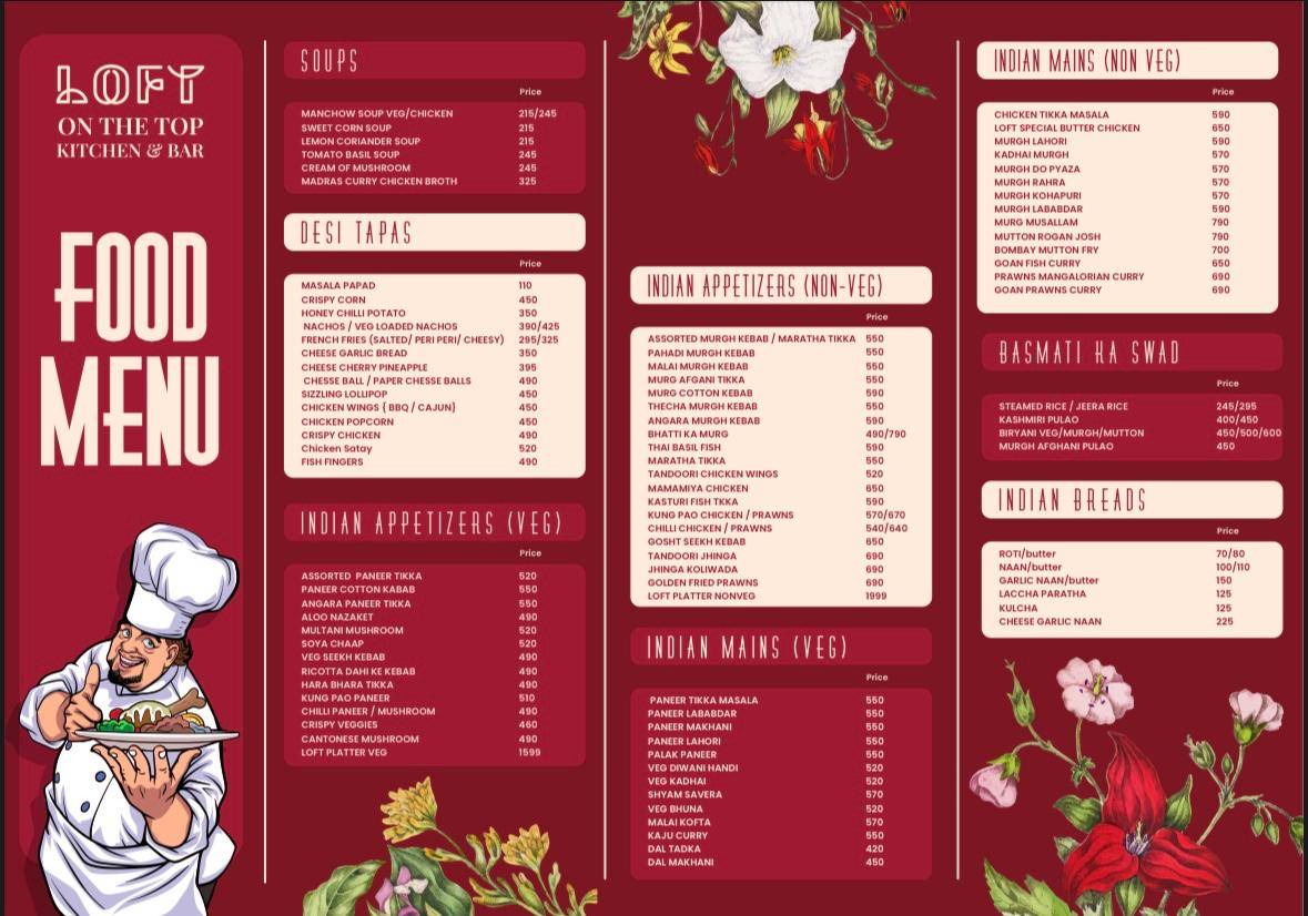 Loft On The Top menu