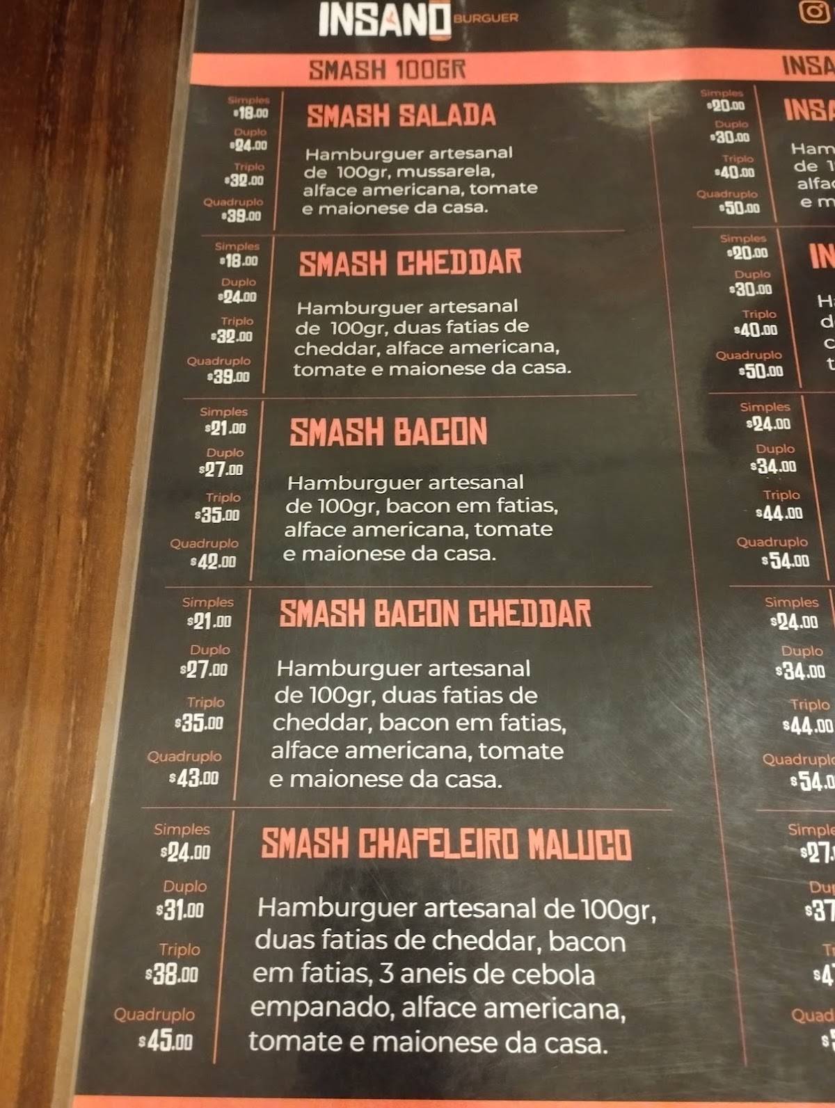 Insano Burguer Londrina cardápio