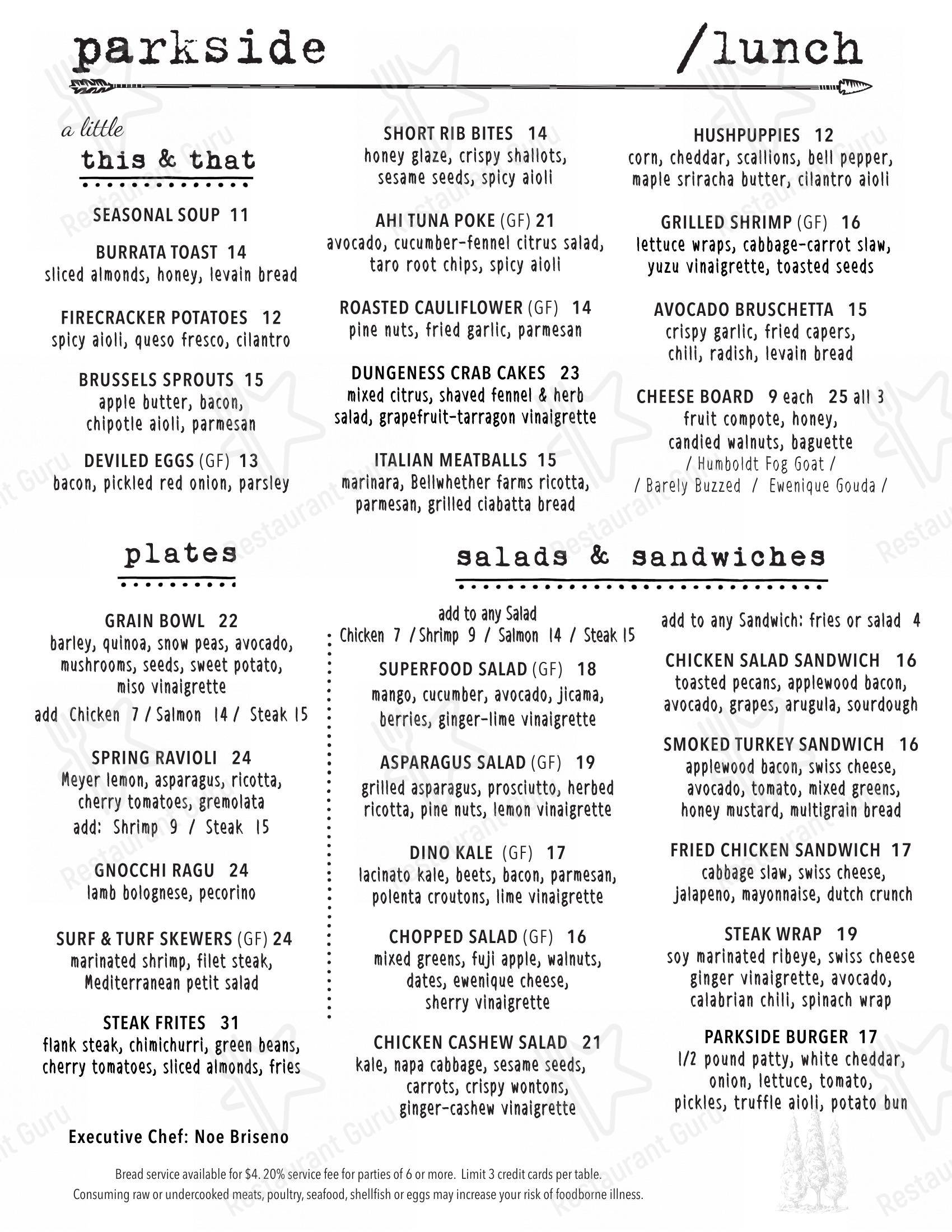 Menu At Los Gatos Parkside Pub Bar Los Gatos Menu at los gatos parkside pub bar los gatos