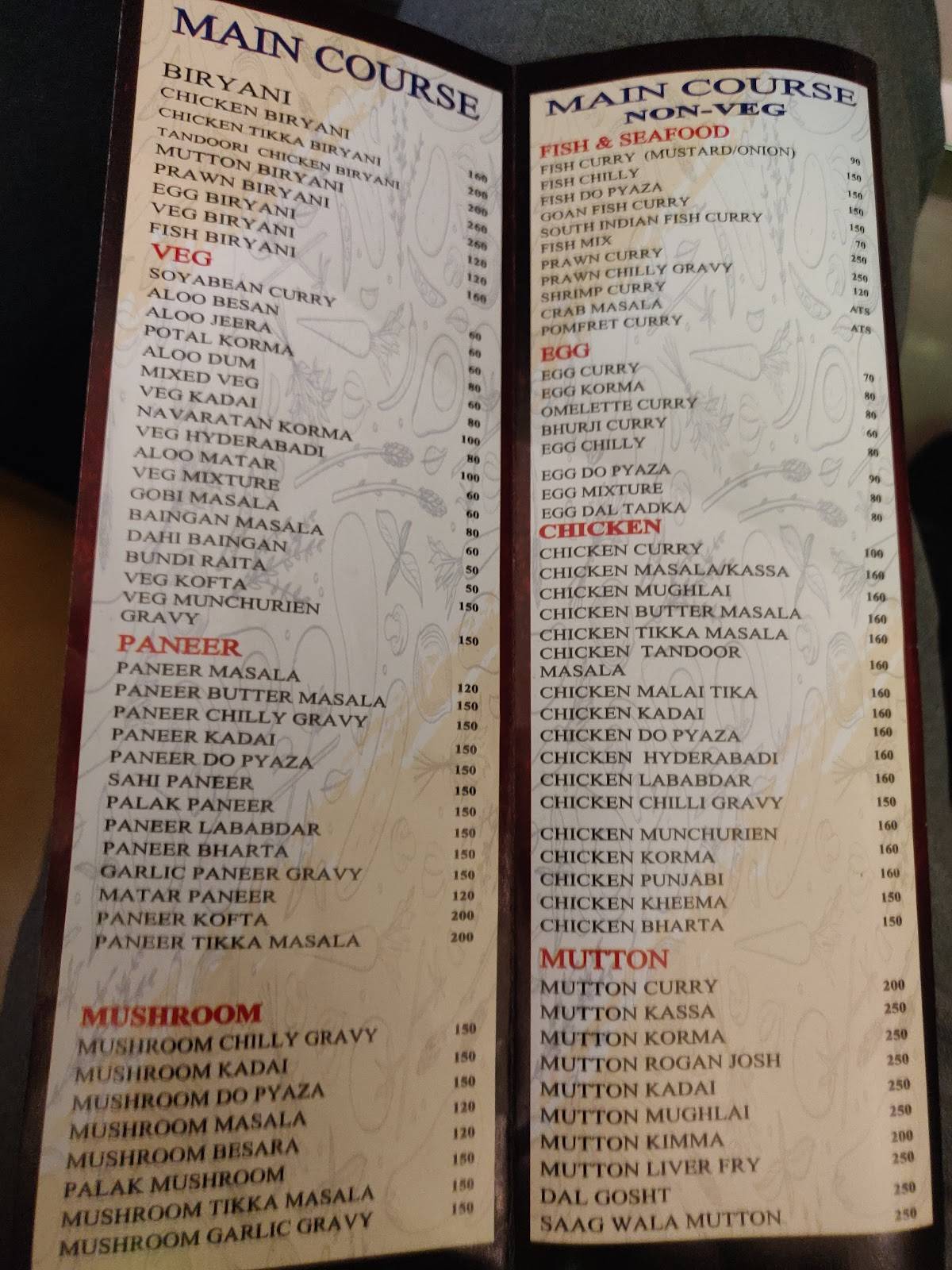 Lotus Restaurant menu