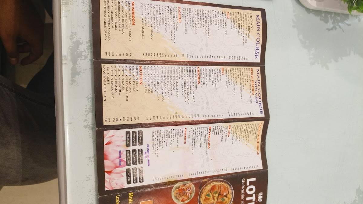 Lotus Restaurant menu