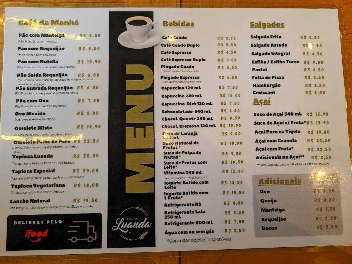 Luanda Pães e Doces cardápio