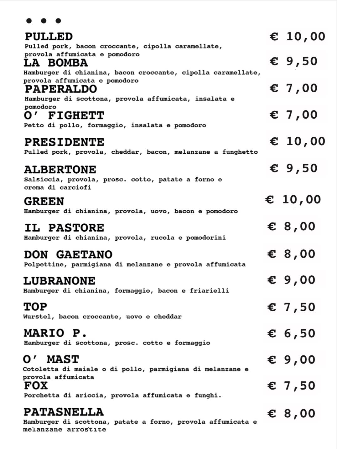 Menu di Lubrano Pub 