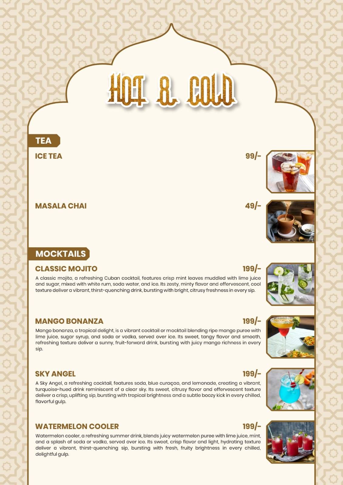 Arabesca lucknow menu