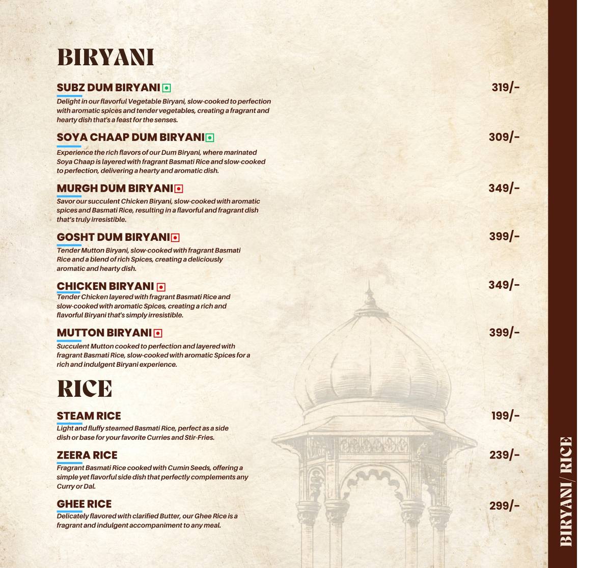 Lucknowi Thaath menu