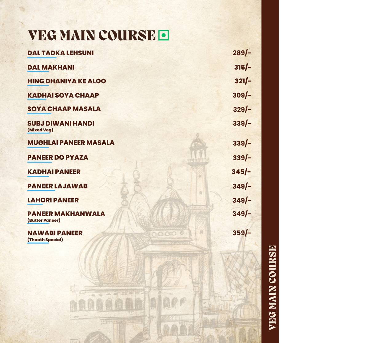 Lucknowi Thaath menu