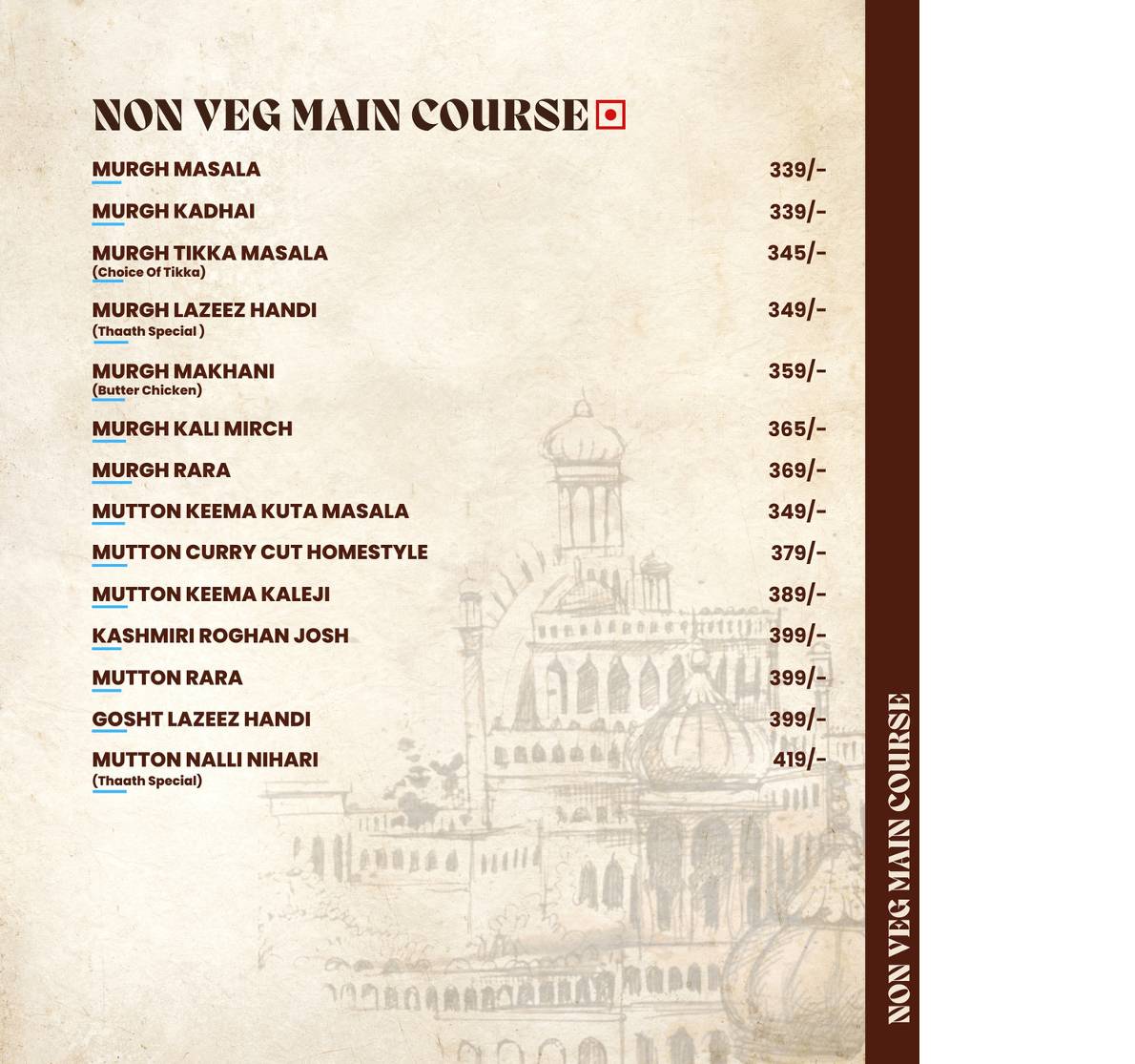 Lucknowi Thaath menu