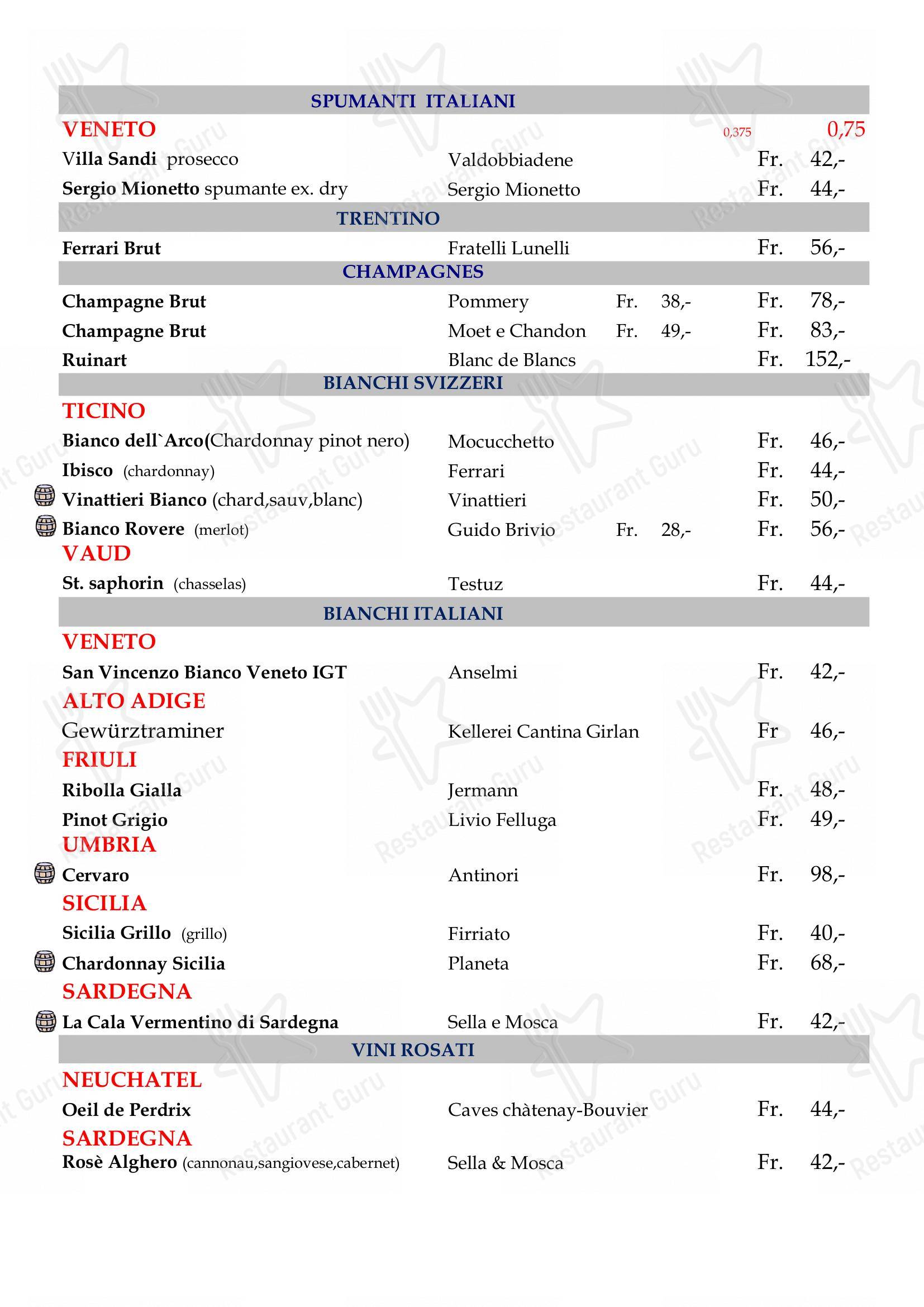 Menu per Grotto Grillo in Lugano