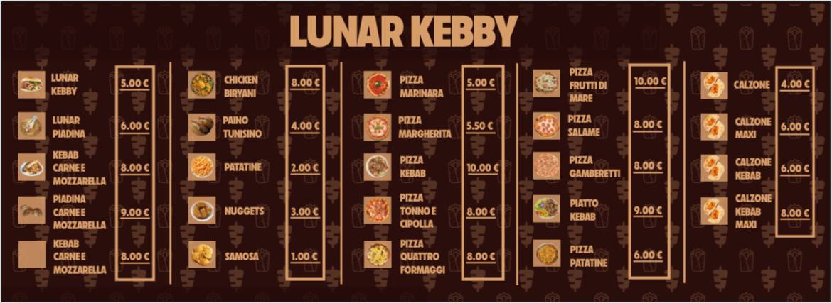 Menu di Lunar kebby 