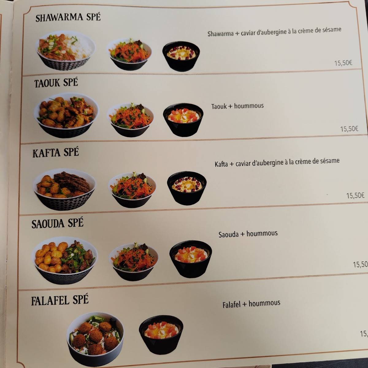 Menu de Adonys Hotel Dieu