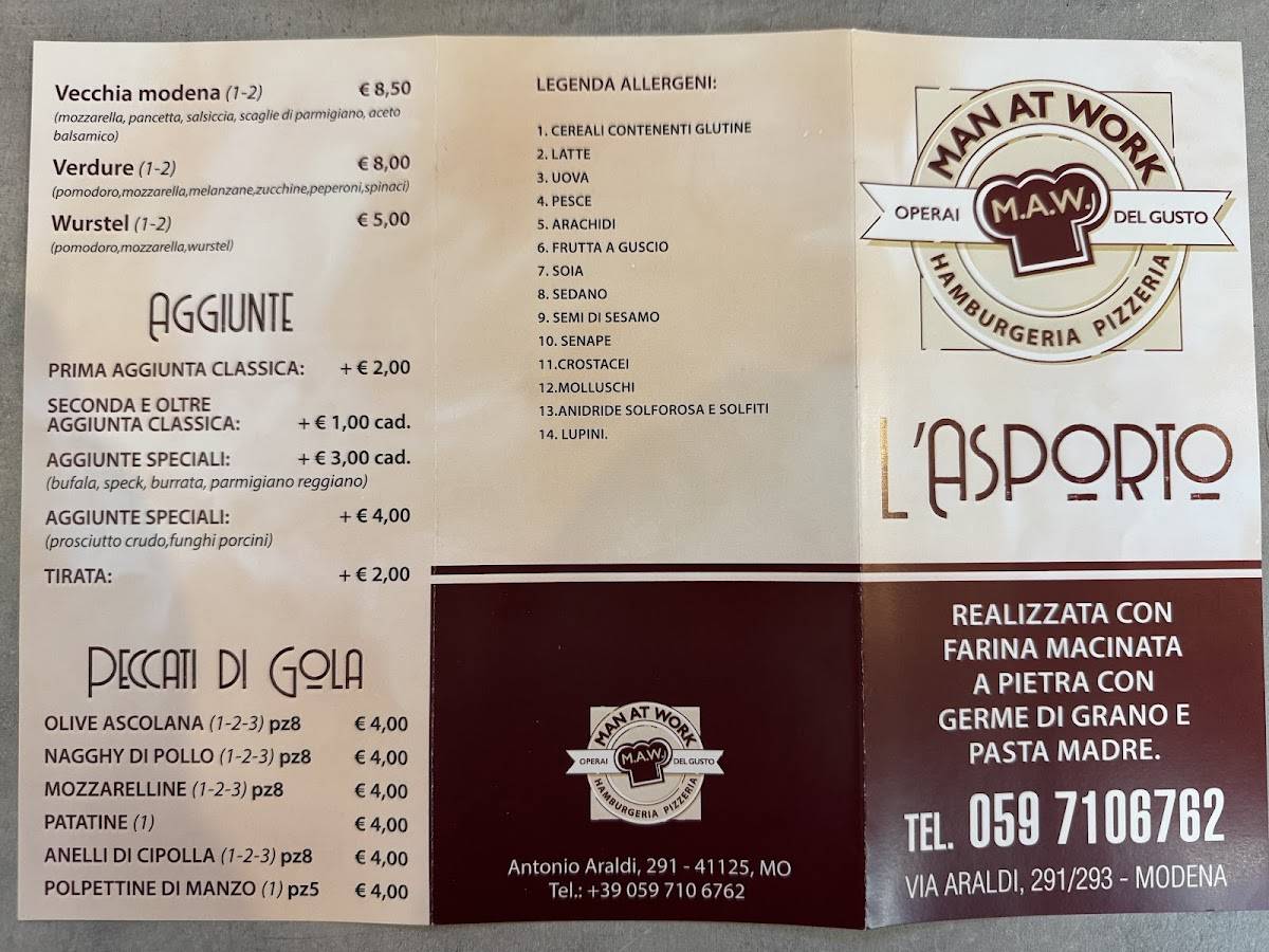 Menu di MAW- operai del gusto 