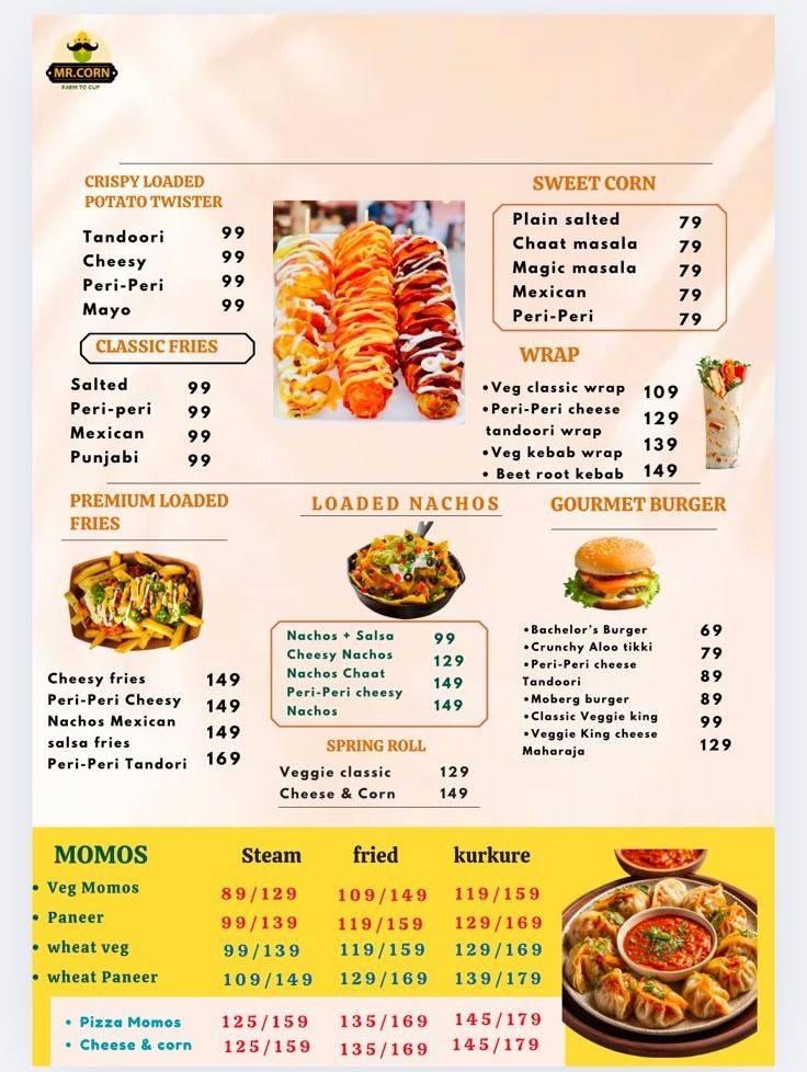 MR.CORN menu