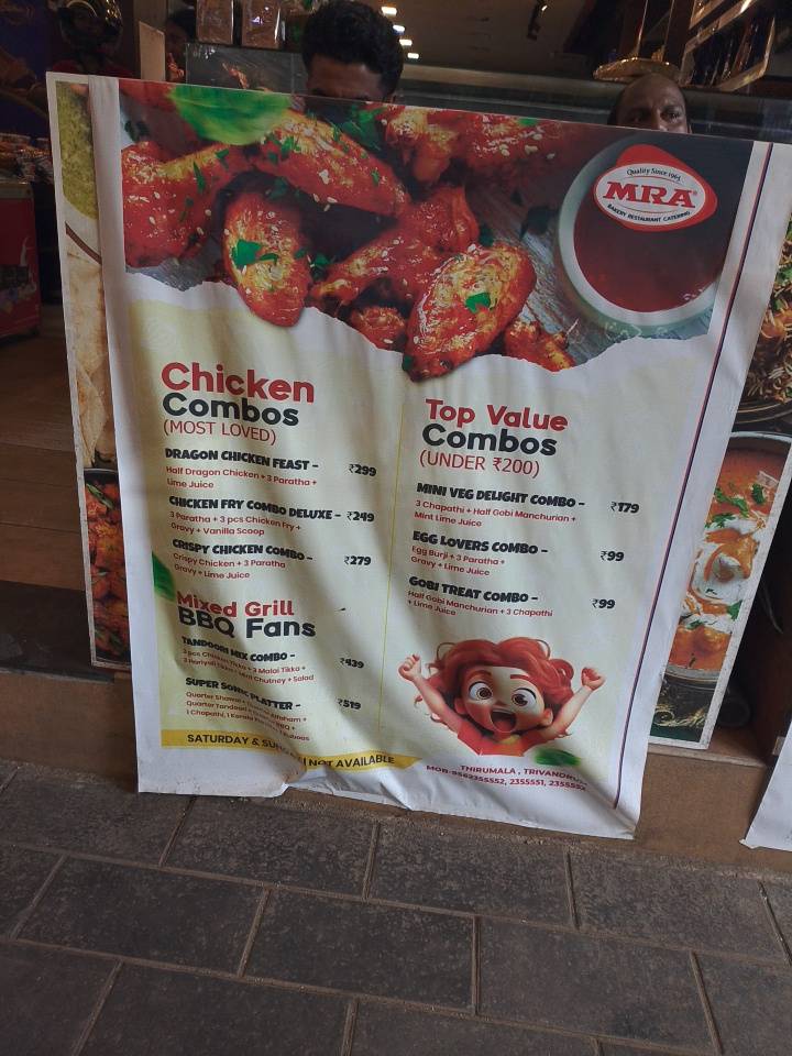 MRA Signature Bakery & Restaurant menu