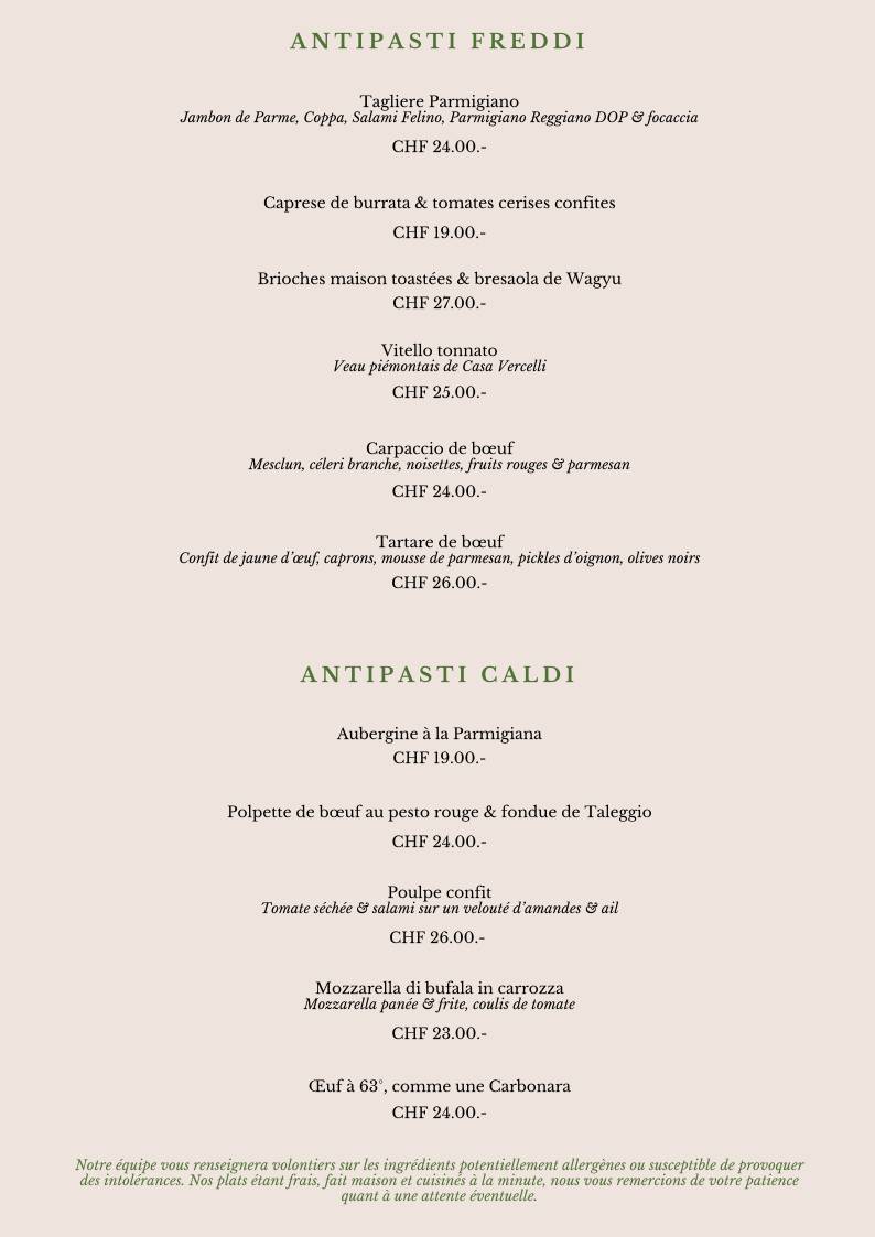 Menu di Restaurant Maccaro Pizzeria à Neuchâtel 