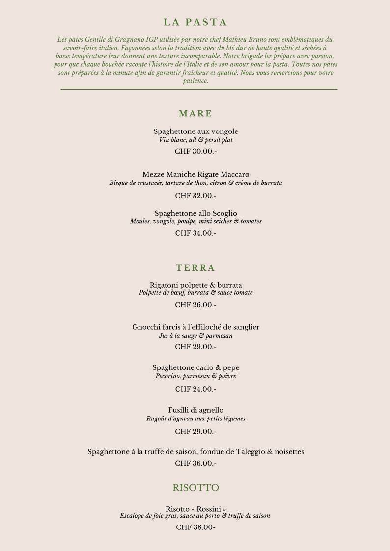 Menu di Restaurant Maccaro Pizzeria à Neuchâtel 