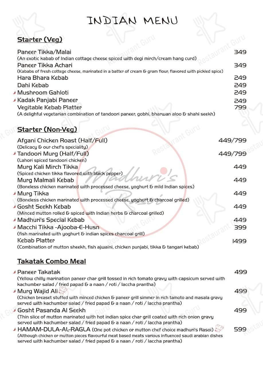 Madhuri's Rasoi menu