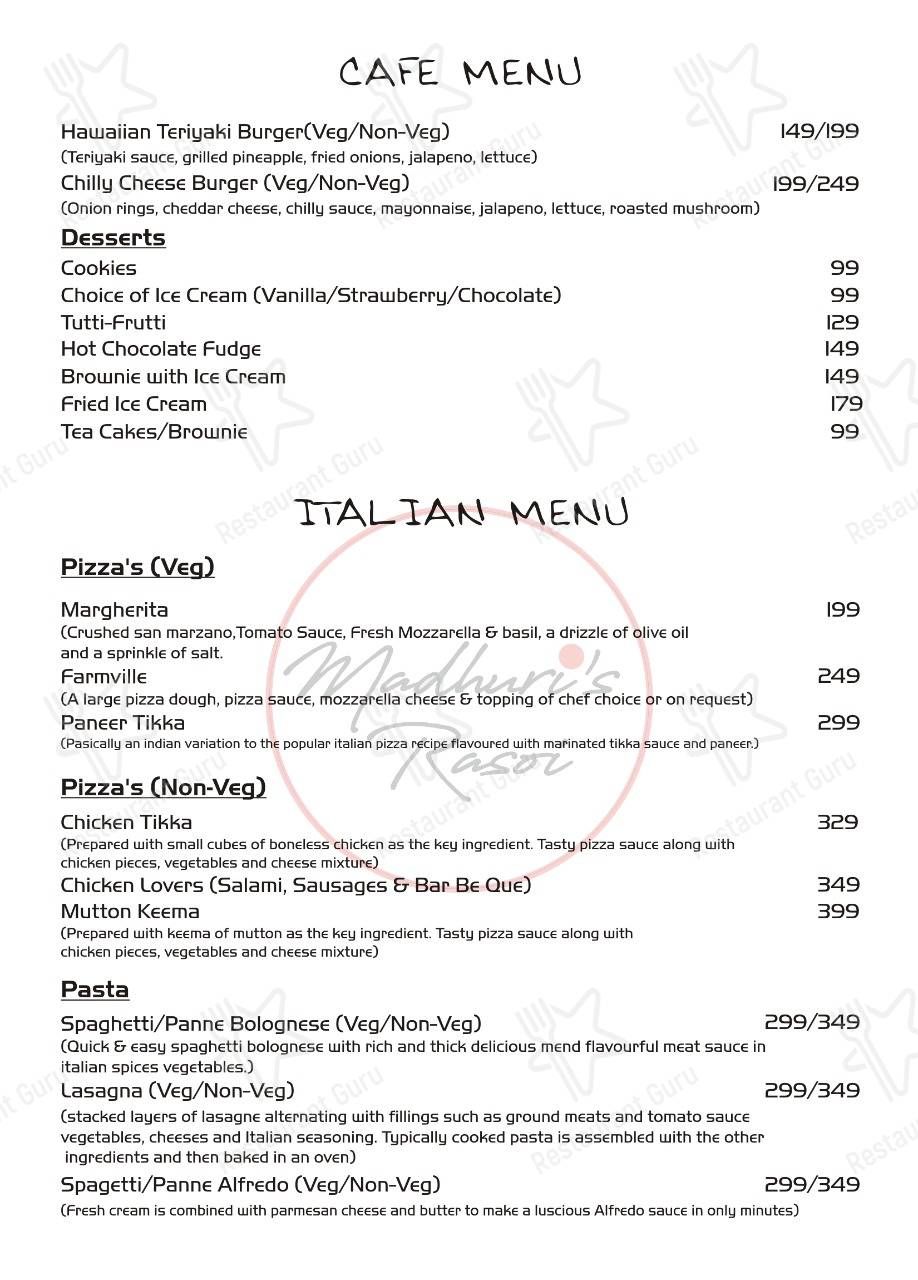 Madhuri's Rasoi menu