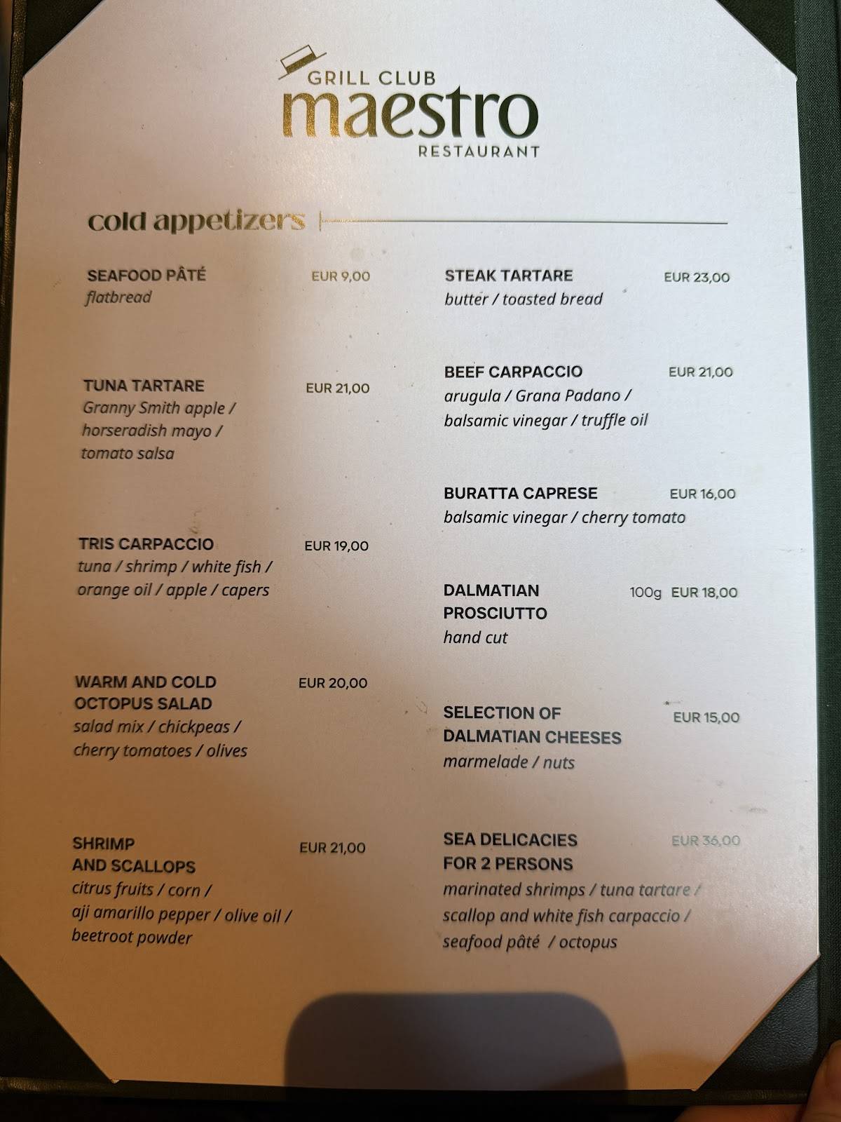 Menu di Maestro Grill Club Split 