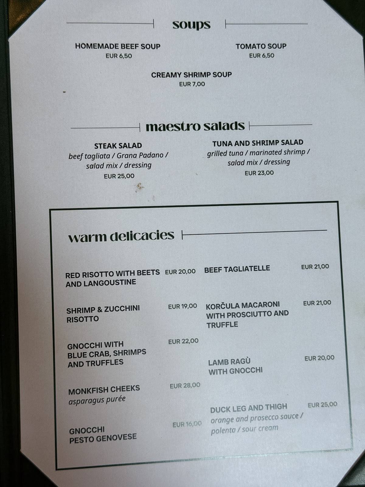 Menu di Maestro Grill Club Split 
