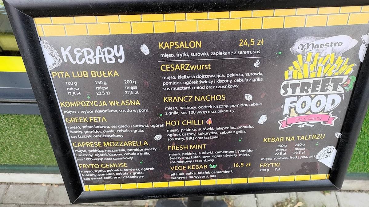 Menu at Maestro Street Food pub & bar, Bydgoszcz