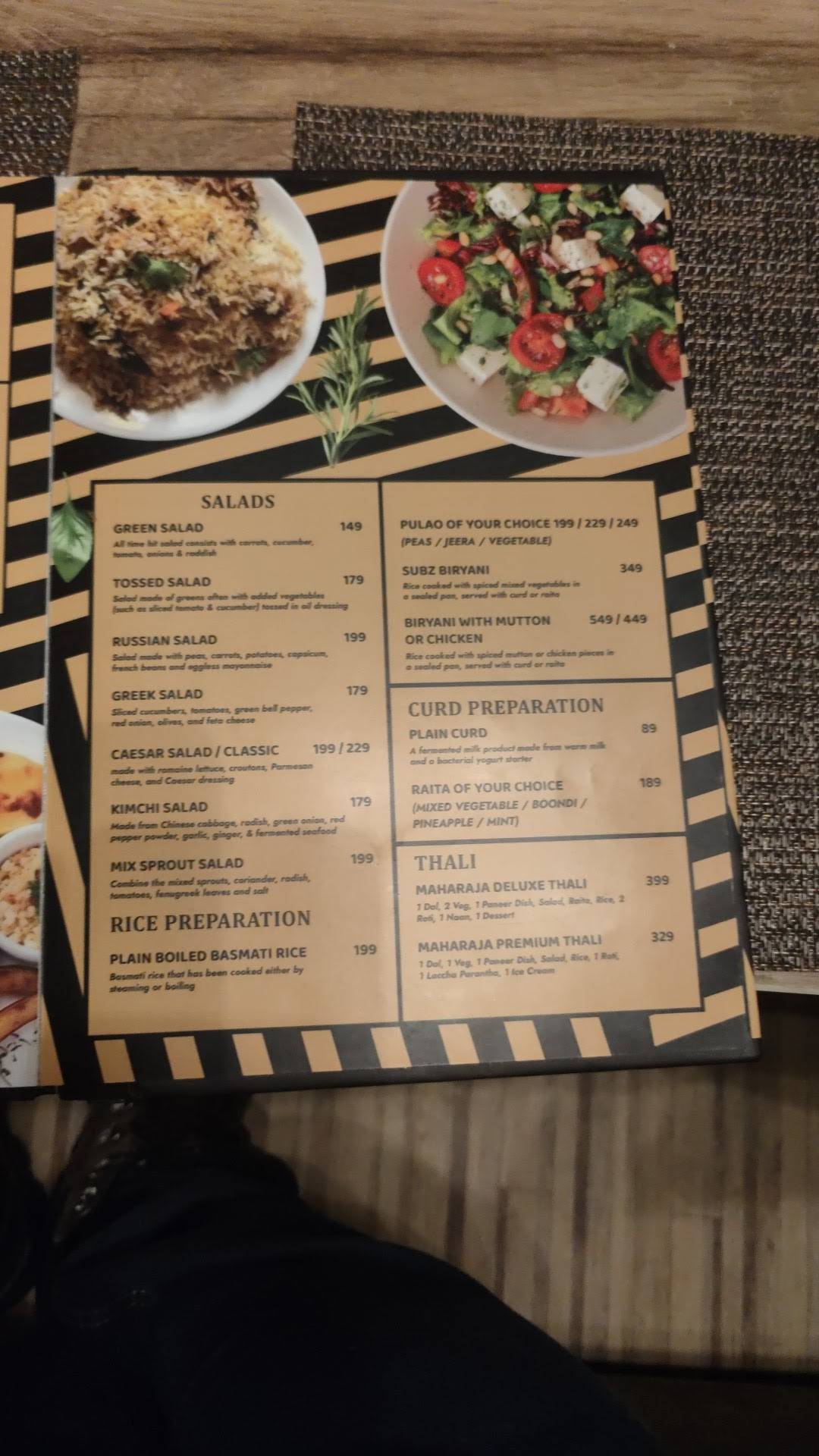 Maharaja house of taste menu