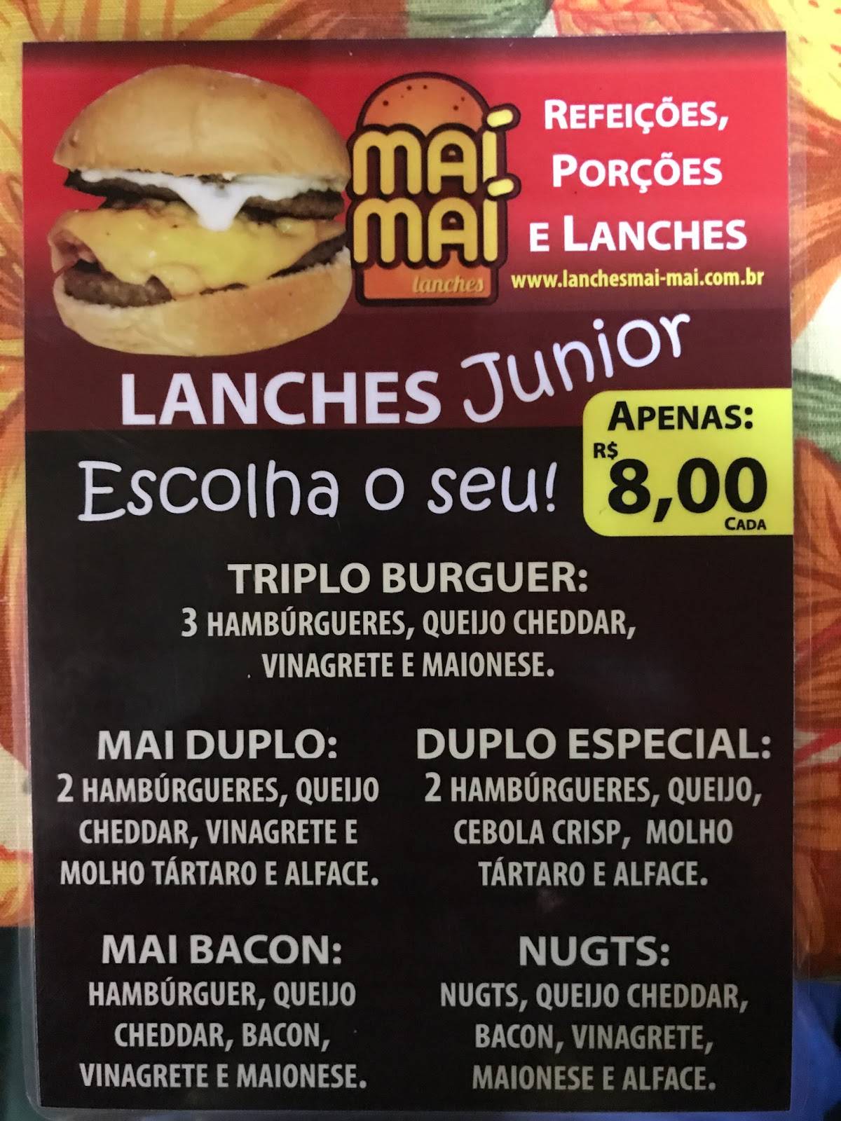 Lanches Mai Mai cardápio