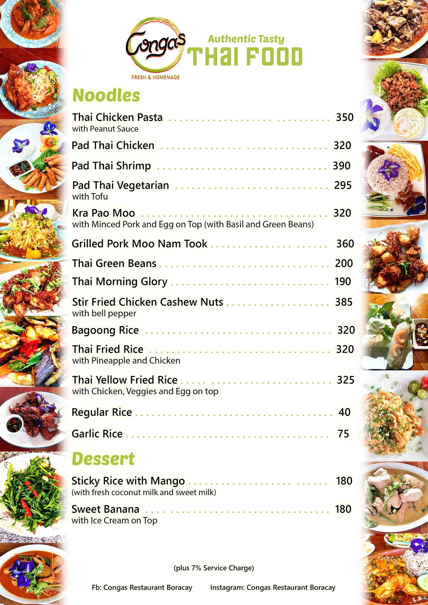 Menu at Congas Restaurant, Malay