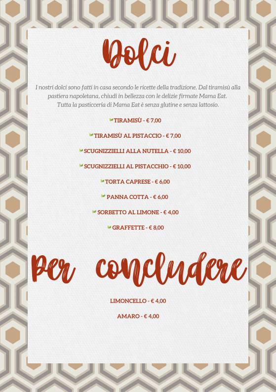 Menu di Mama Eat - Roma Vaticano 