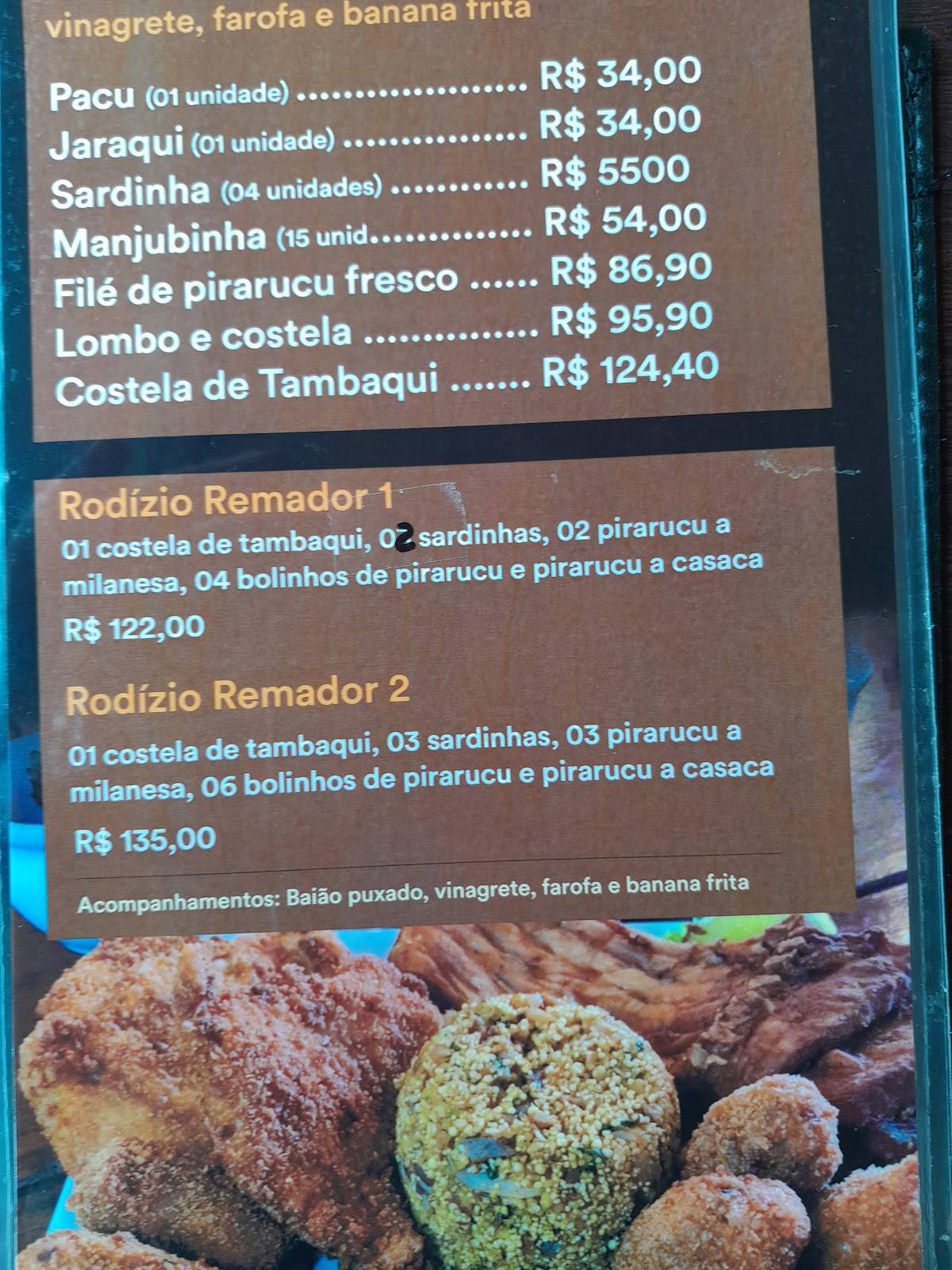 O Remador - Peixaria Regional cardápio