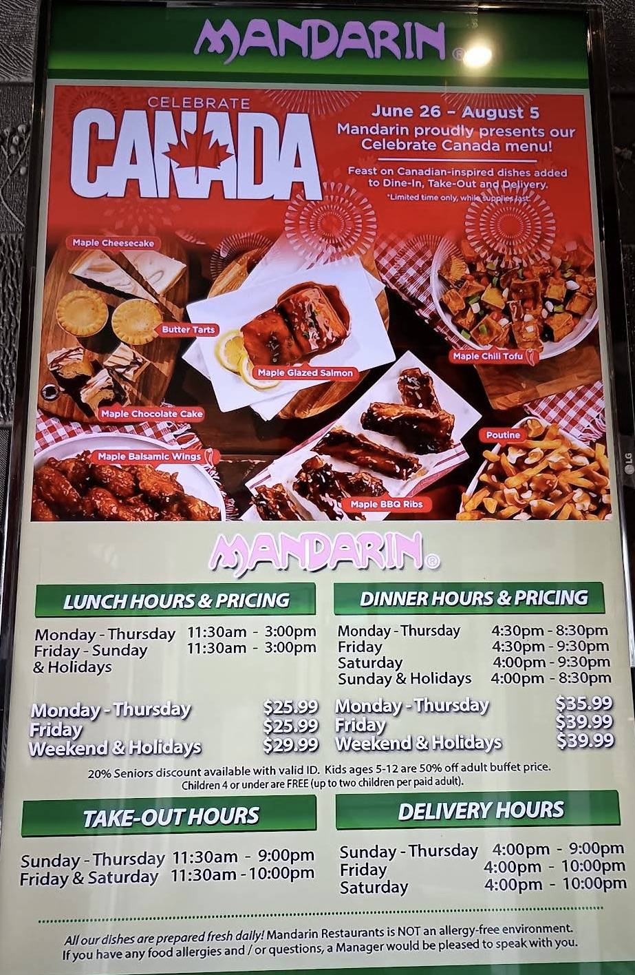 Menu de Mandarin Restaurant