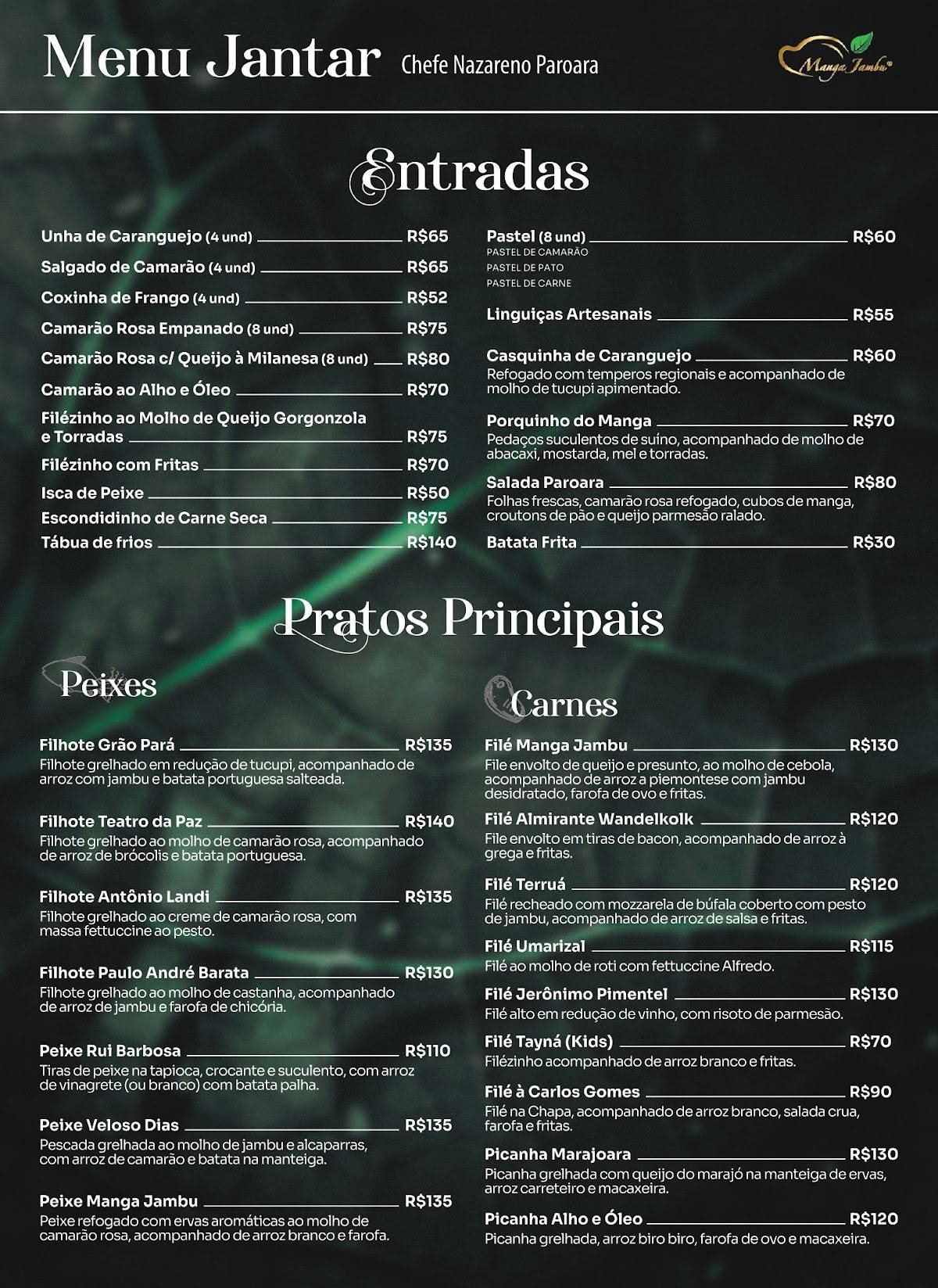 Manga Jambú cardápio