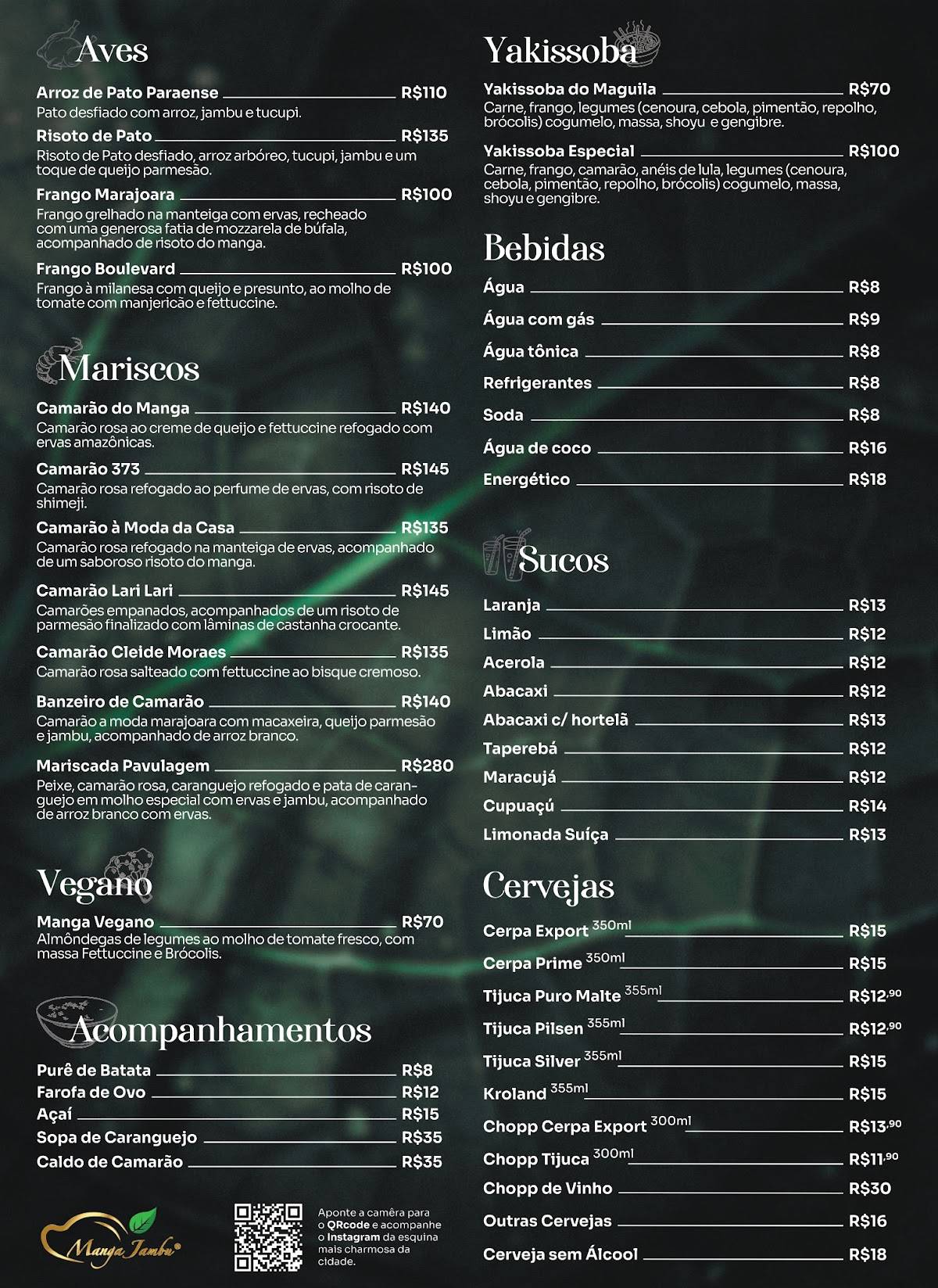 Manga Jambú cardápio