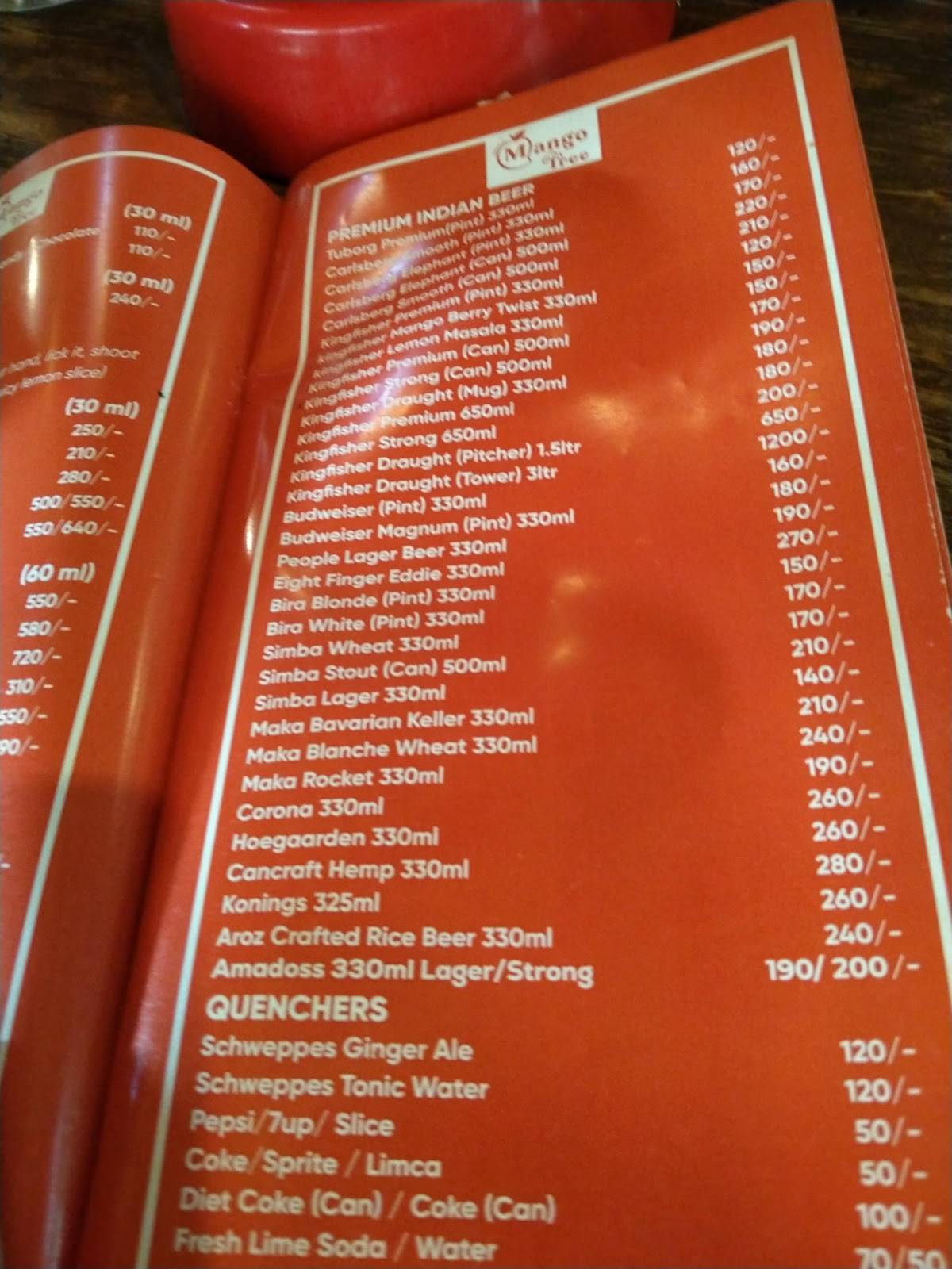 Mango Tree menu