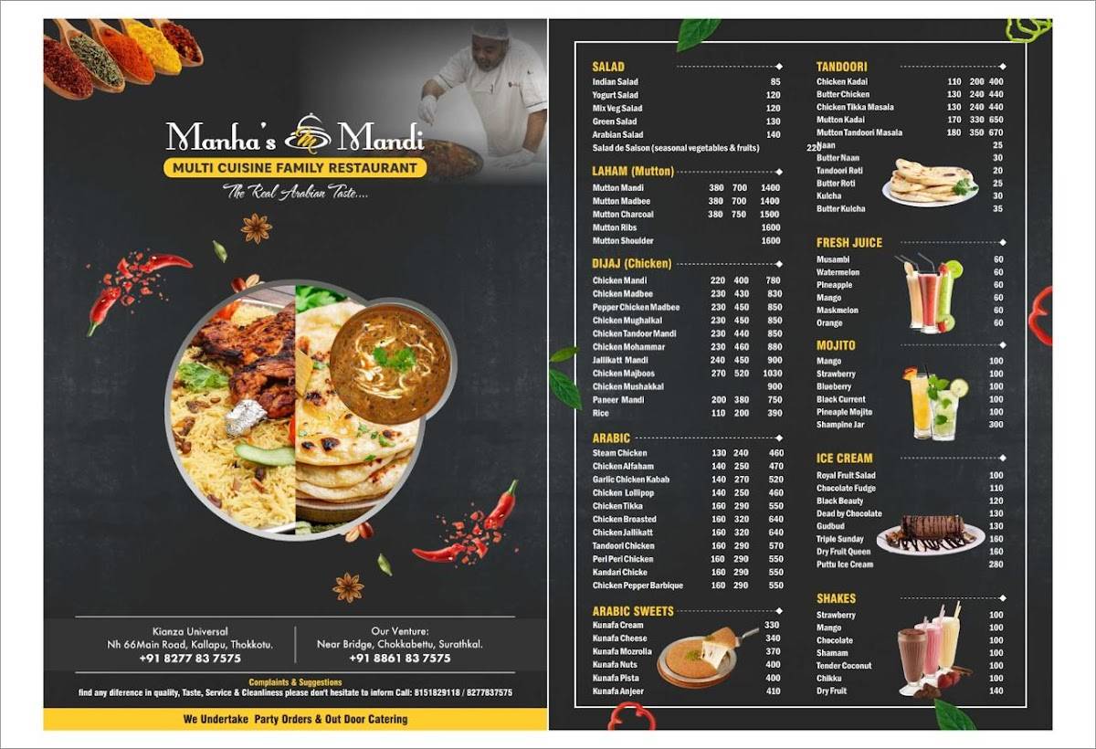 Manha's Mandi menu