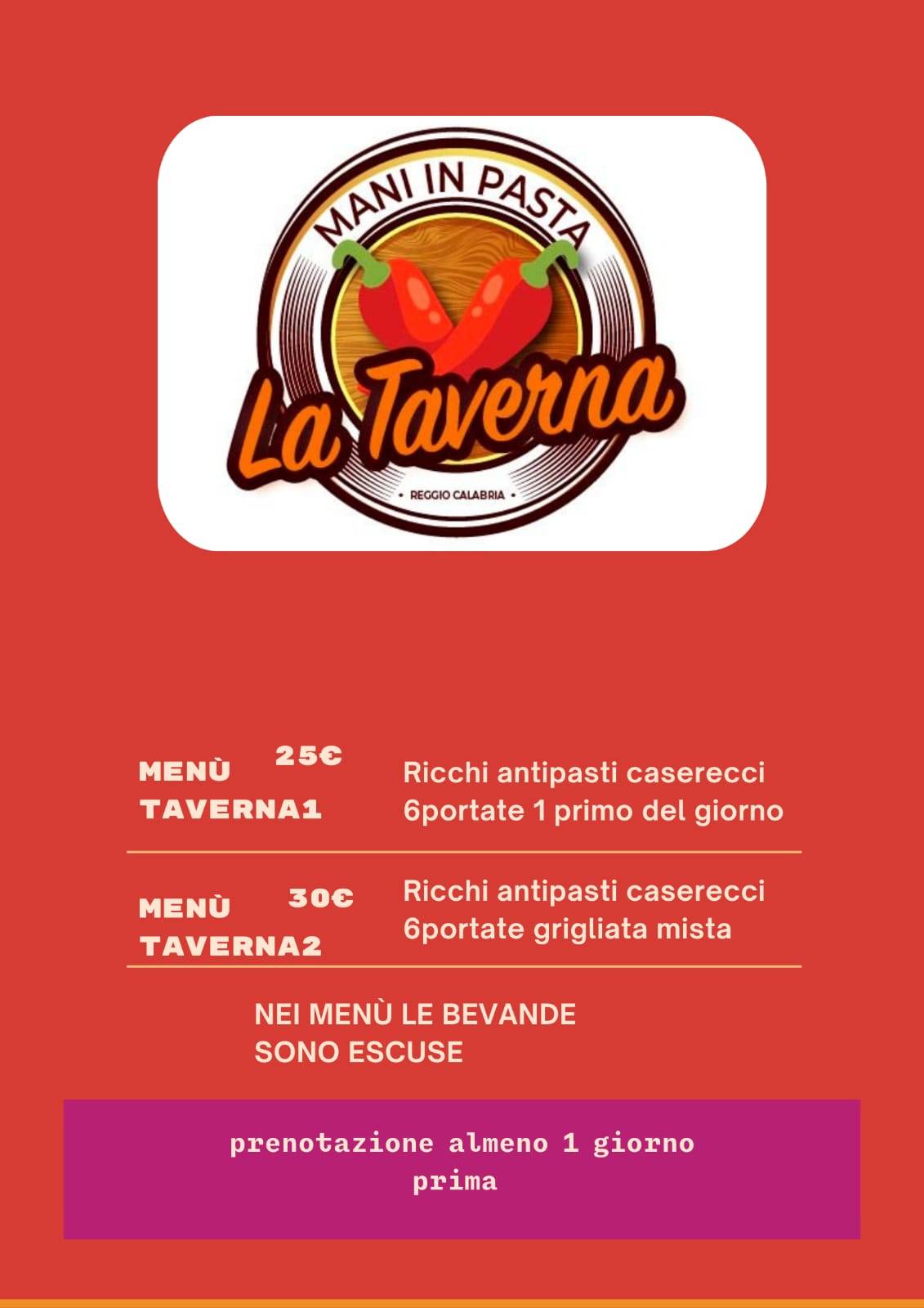 Menu di Mani in Pasta 