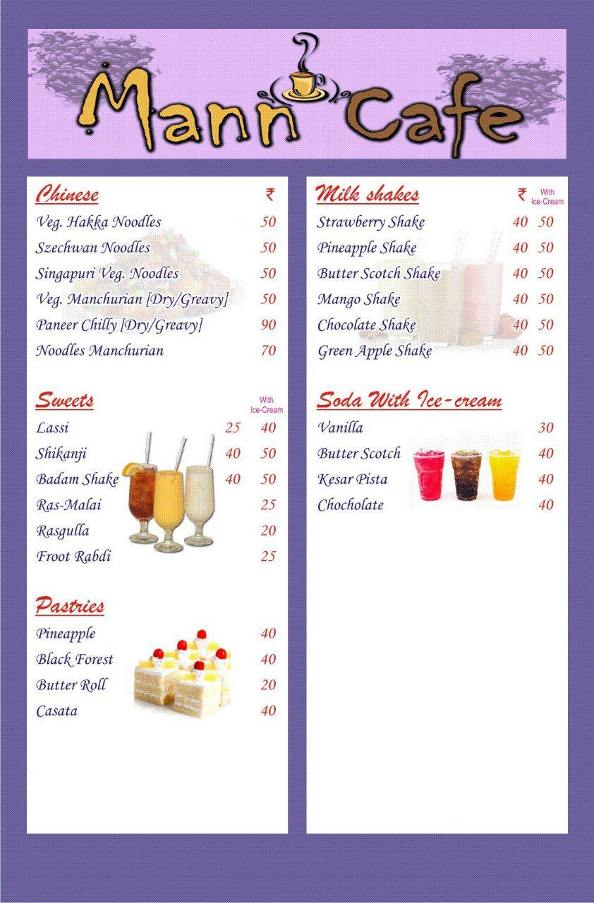 Mann Cafe menu
