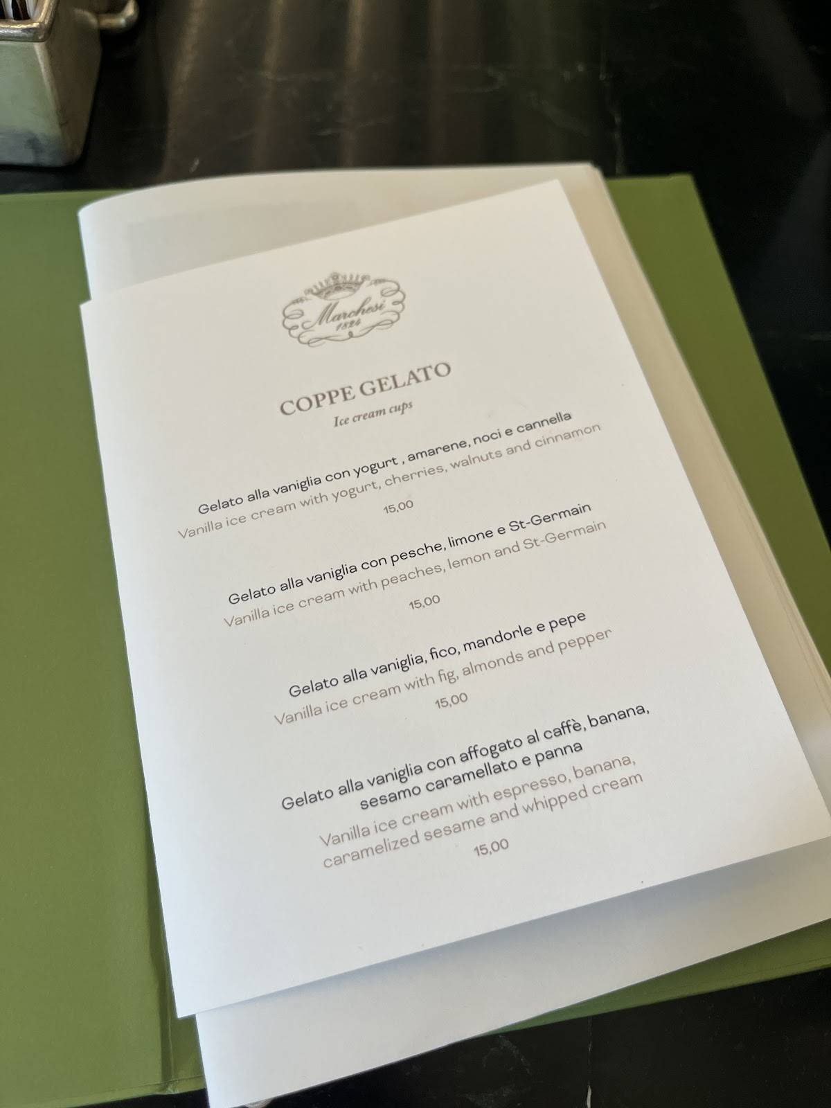 Menu di Marchesi 1824 