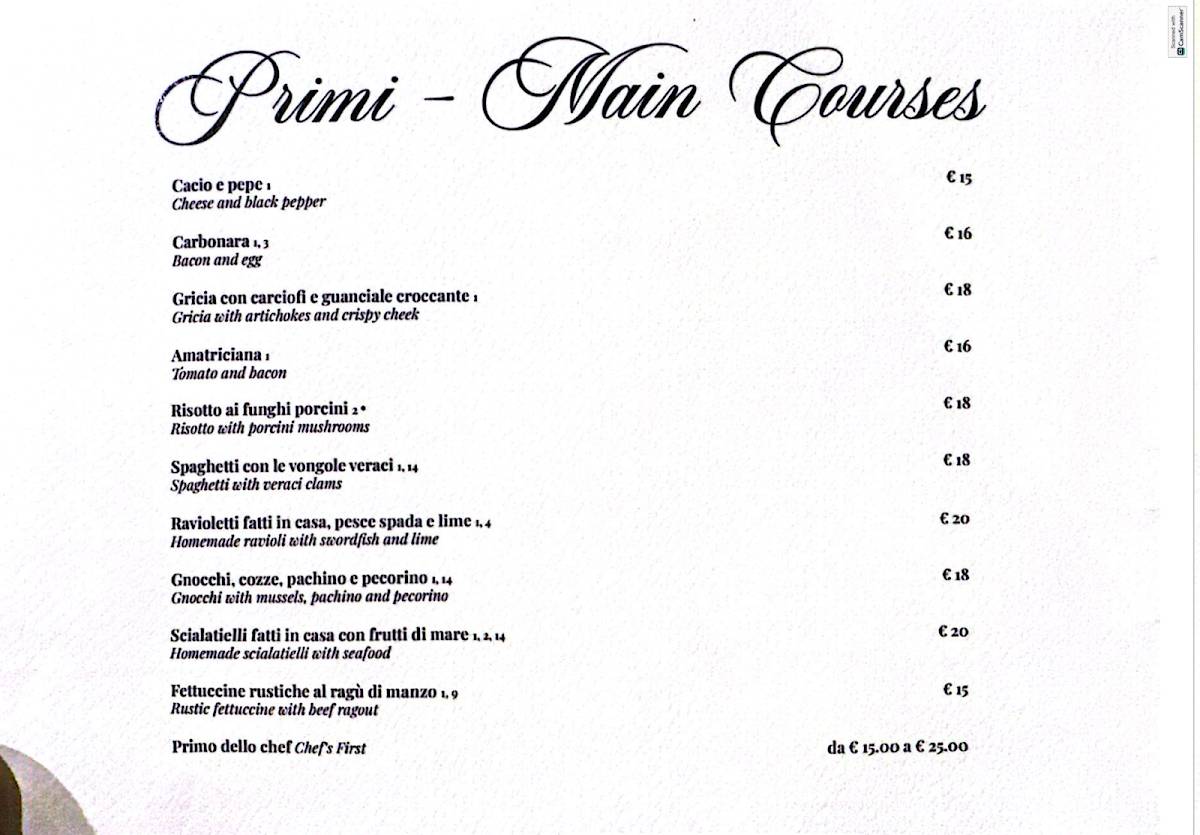 Menu di Margot - Ristorante Prati 